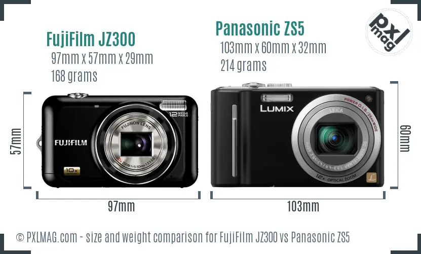 FujiFilm JZ300 vs Panasonic ZS5 size comparison FujiFilm JZ300 vs Panasonic ZS5 size comparison