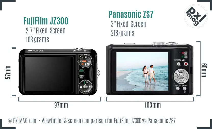 FujiFilm JZ300 vs Panasonic ZS7 Screen and Viewfinder comparison