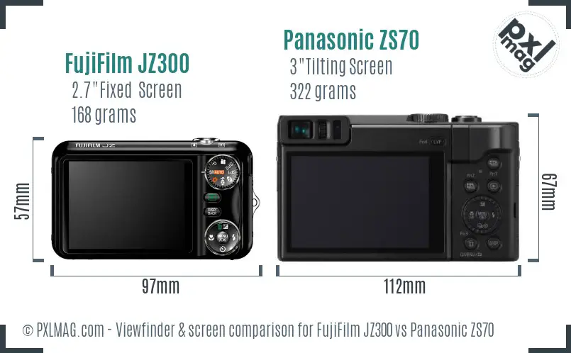 FujiFilm JZ300 vs Panasonic ZS70 Screen and Viewfinder comparison