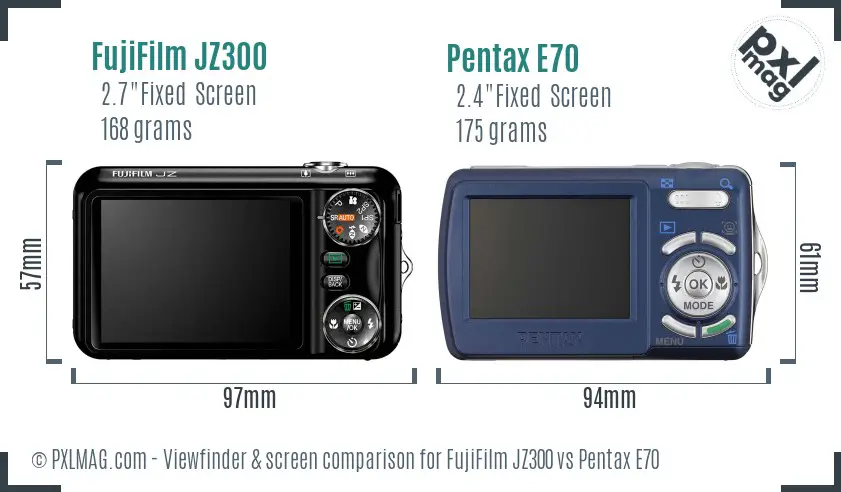 FujiFilm JZ300 vs Pentax E70 Screen and Viewfinder comparison