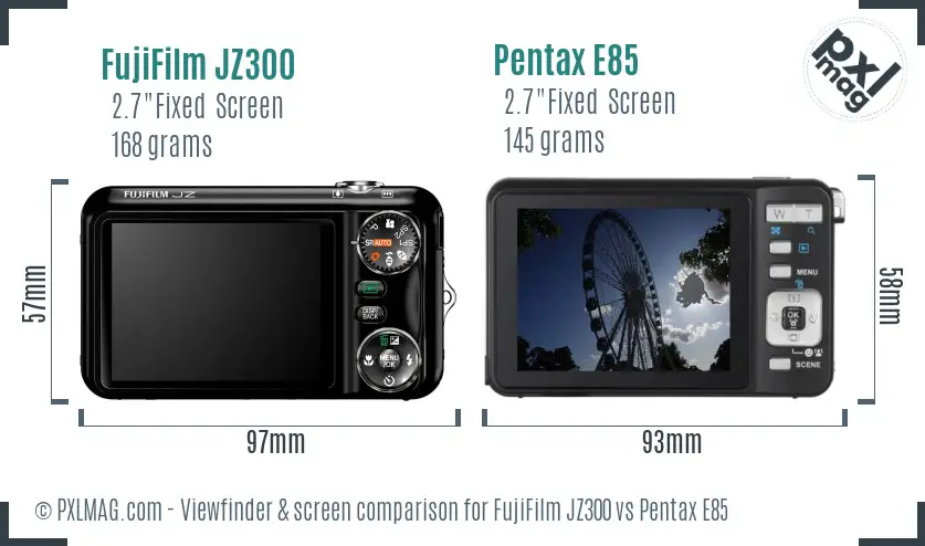 FujiFilm JZ300 vs Pentax E85 Screen and Viewfinder comparison