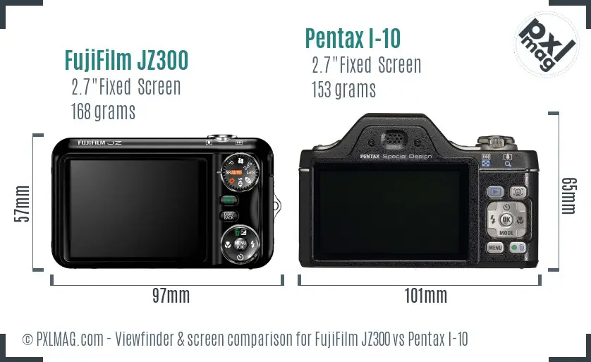FujiFilm JZ300 vs Pentax I-10 Screen and Viewfinder comparison