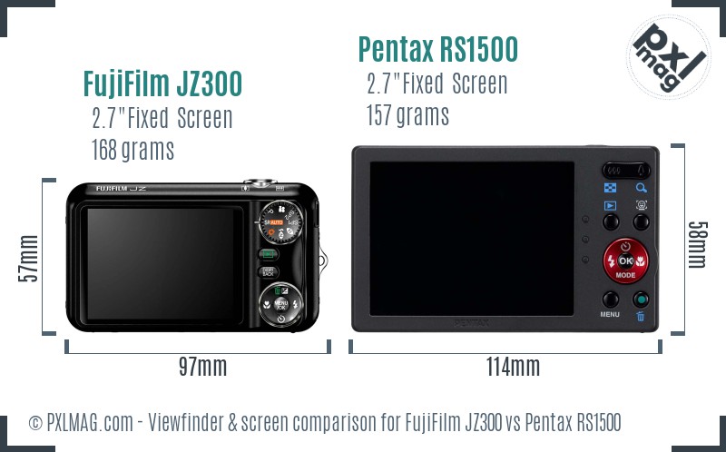 FujiFilm JZ300 vs Pentax RS1500 Screen and Viewfinder comparison