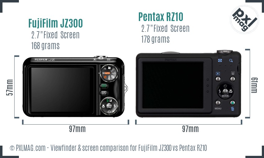 FujiFilm JZ300 vs Pentax RZ10 Screen and Viewfinder comparison