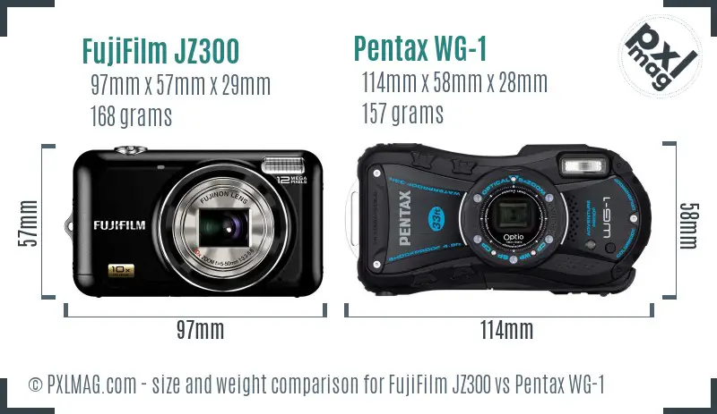 FujiFilm JZ300 vs Pentax WG-1 size comparison