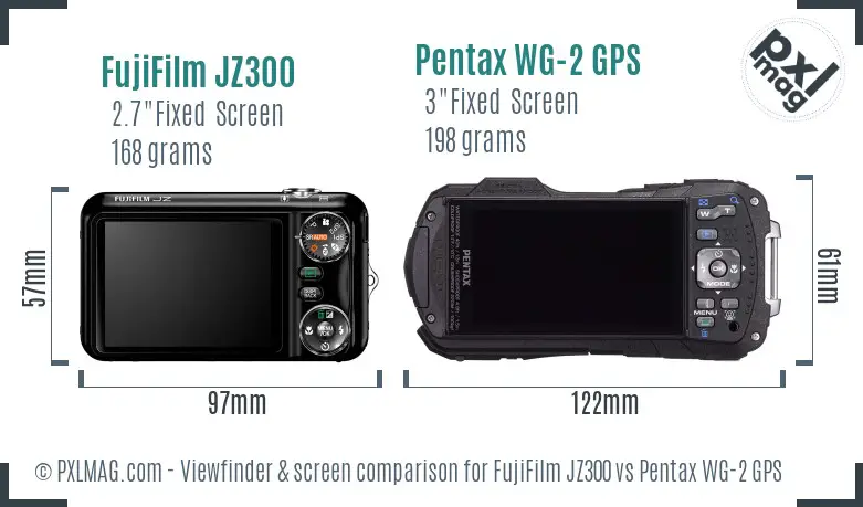 FujiFilm JZ300 vs Pentax WG-2 GPS Screen and Viewfinder comparison
