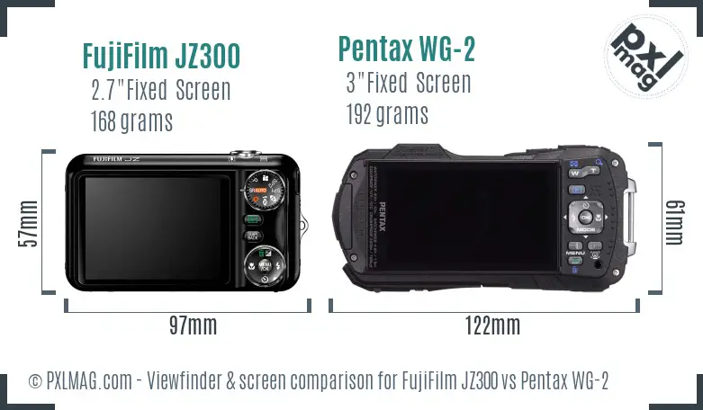 FujiFilm JZ300 vs Pentax WG-2 Screen and Viewfinder comparison