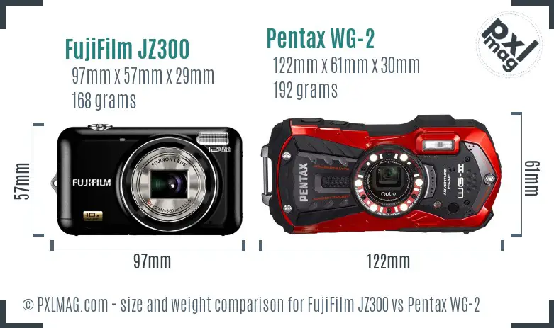 FujiFilm JZ300 vs Pentax WG-2 size comparison