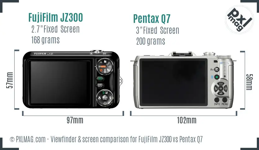 FujiFilm JZ300 vs Pentax Q7 Screen and Viewfinder comparison