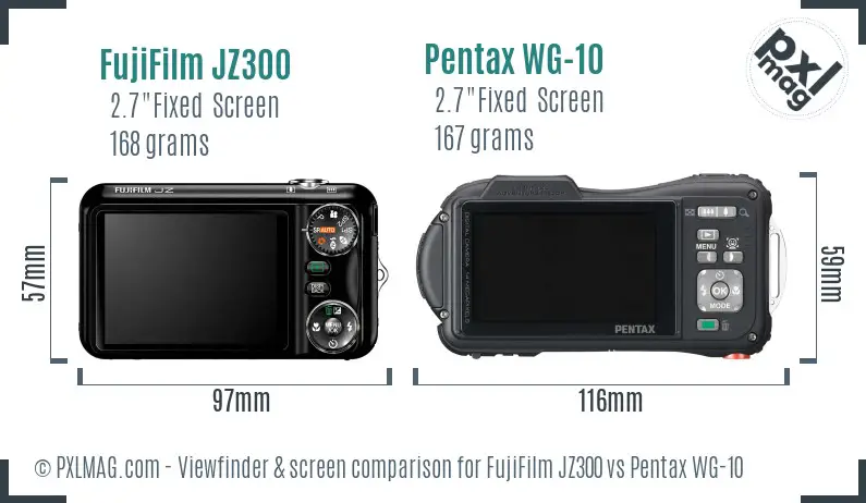 FujiFilm JZ300 vs Pentax WG-10 Screen and Viewfinder comparison