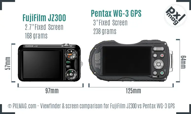 FujiFilm JZ300 vs Pentax WG-3 GPS Screen and Viewfinder comparison FujiFilm JZ300 vs Pentax WG-3 GPS Screen and Viewfinder comparison