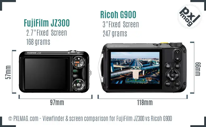 FujiFilm JZ300 vs Ricoh G900 Screen and Viewfinder comparison