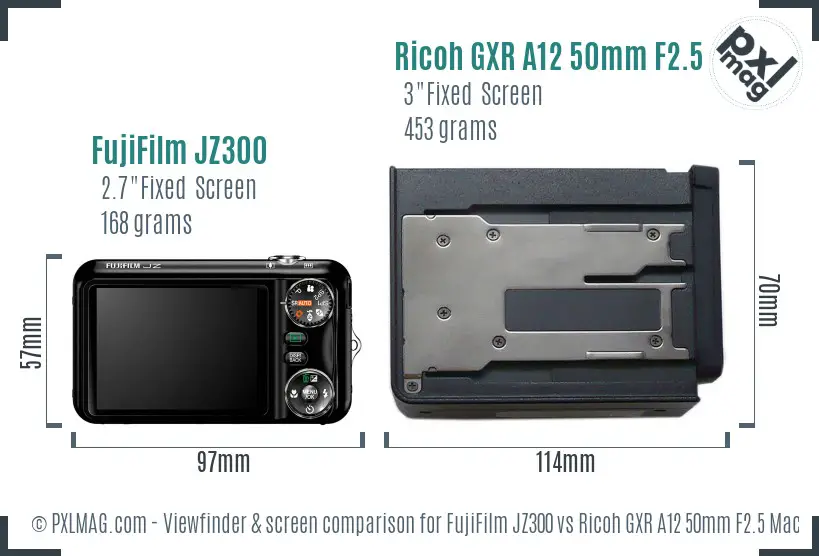 FujiFilm JZ300 vs Ricoh GXR A12 50mm F2.5 Macro Screen and Viewfinder comparison FujiFilm JZ300 vs Ricoh GXR A12 50mm F2.5 Macro Screen and Viewfinder comparison
