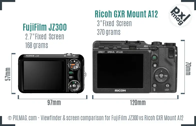 FujiFilm JZ300 vs Ricoh GXR Mount A12 Screen and Viewfinder comparison