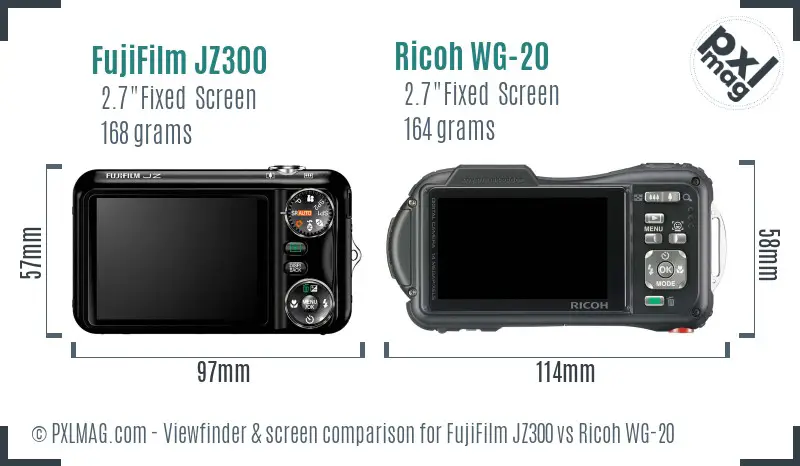 FujiFilm JZ300 vs Ricoh WG-20 Screen and Viewfinder comparison