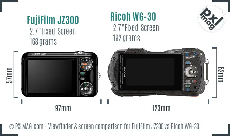 FujiFilm JZ300 vs Ricoh WG-30 Screen and Viewfinder comparison