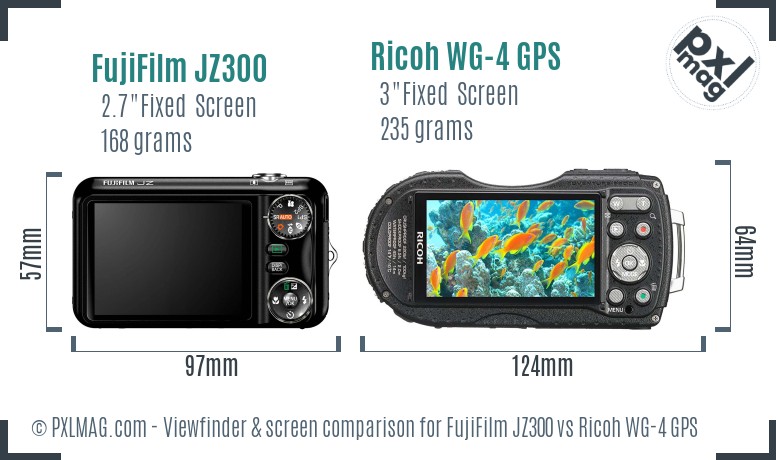 FujiFilm JZ300 vs Ricoh WG-4 GPS Screen and Viewfinder comparison
