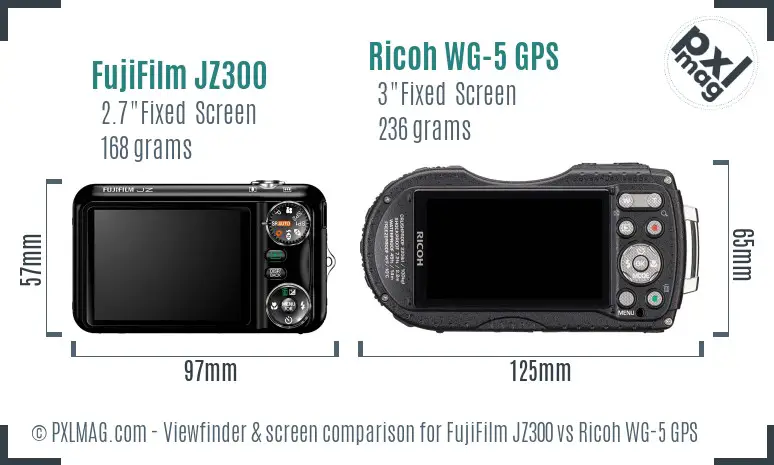 FujiFilm JZ300 vs Ricoh WG-5 GPS Screen and Viewfinder comparison