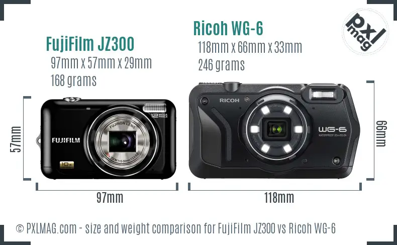 FujiFilm JZ300 vs Ricoh WG-6 size comparison FujiFilm JZ300 vs Ricoh WG-6 size comparison