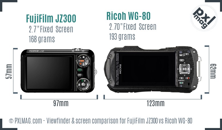 FujiFilm JZ300 vs Ricoh WG-80 Screen and Viewfinder comparison