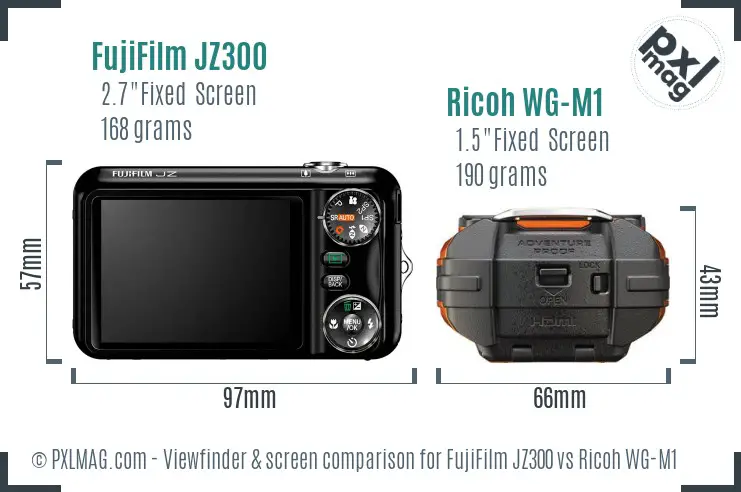 FujiFilm JZ300 vs Ricoh WG-M1 Screen and Viewfinder comparison