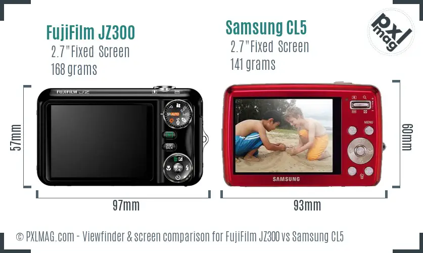 FujiFilm JZ300 vs Samsung CL5 Screen and Viewfinder comparison
