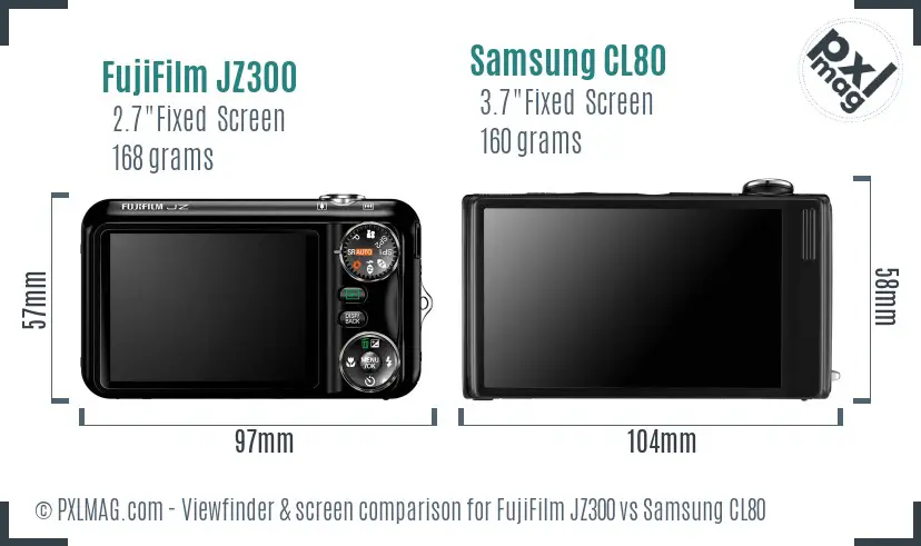 FujiFilm JZ300 vs Samsung CL80 Screen and Viewfinder comparison