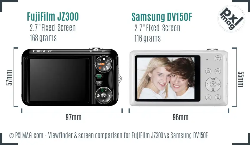 FujiFilm JZ300 vs Samsung DV150F Screen and Viewfinder comparison