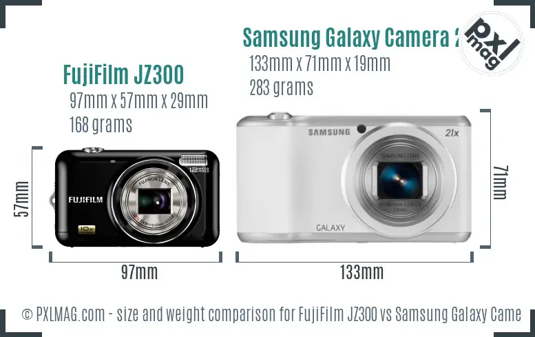 FujiFilm JZ300 vs Samsung Galaxy Camera 2 size comparison