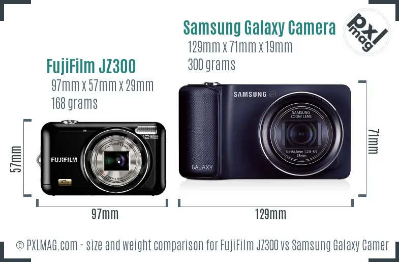FujiFilm JZ300 vs Samsung Galaxy Camera size comparison