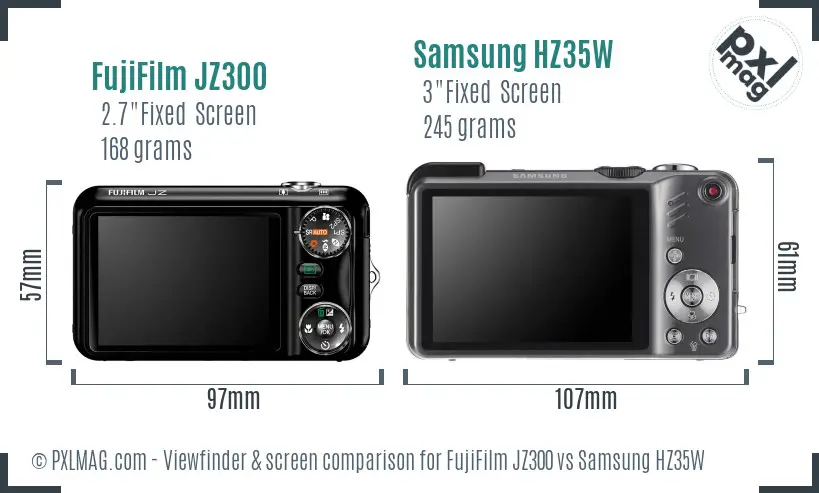 FujiFilm JZ300 vs Samsung HZ35W Screen and Viewfinder comparison FujiFilm JZ300 vs Samsung HZ35W Screen and Viewfinder comparison