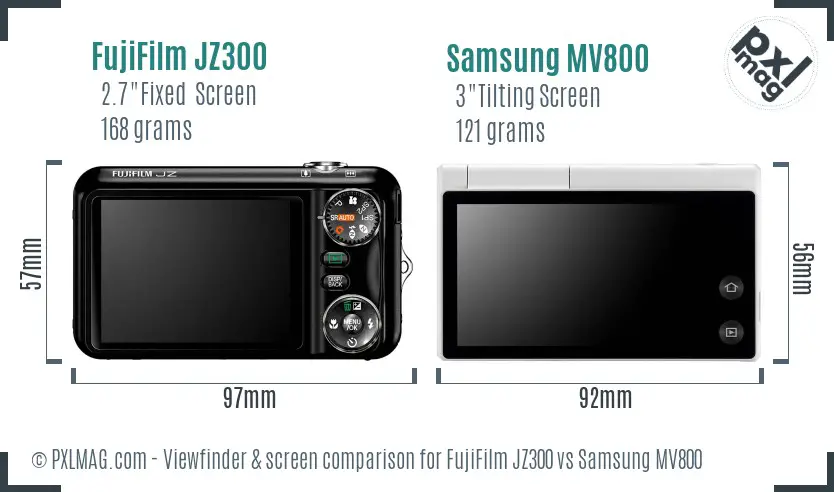 FujiFilm JZ300 vs Samsung MV800 Screen and Viewfinder comparison FujiFilm JZ300 vs Samsung MV800 Screen and Viewfinder comparison