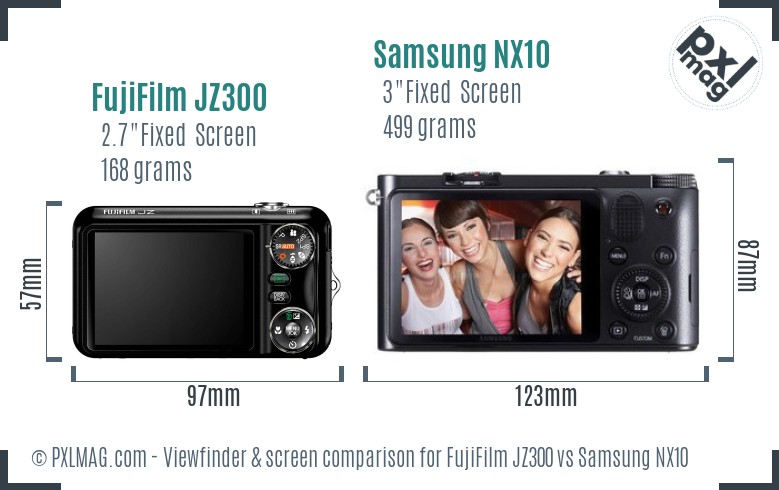 FujiFilm JZ300 vs Samsung NX10 Screen and Viewfinder comparison