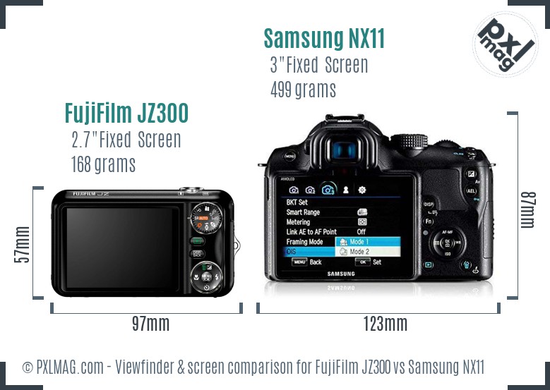FujiFilm JZ300 vs Samsung NX11 Screen and Viewfinder comparison