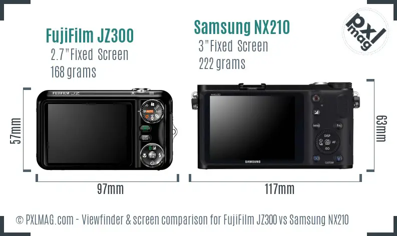 FujiFilm JZ300 vs Samsung NX210 Screen and Viewfinder comparison FujiFilm JZ300 vs Samsung NX210 Screen and Viewfinder comparison
