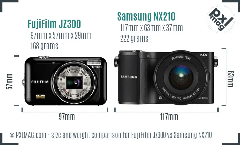 FujiFilm JZ300 vs Samsung NX210 size comparison FujiFilm JZ300 vs Samsung NX210 size comparison