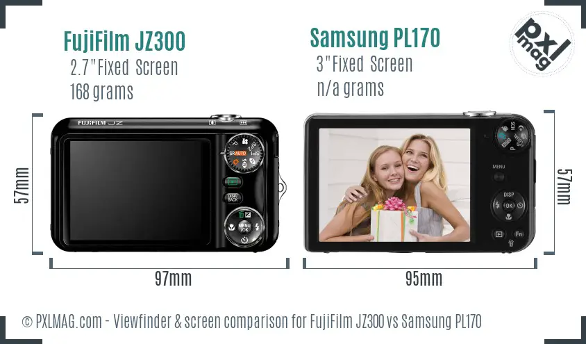 FujiFilm JZ300 vs Samsung PL170 Screen and Viewfinder comparison FujiFilm JZ300 vs Samsung PL170 Screen and Viewfinder comparison