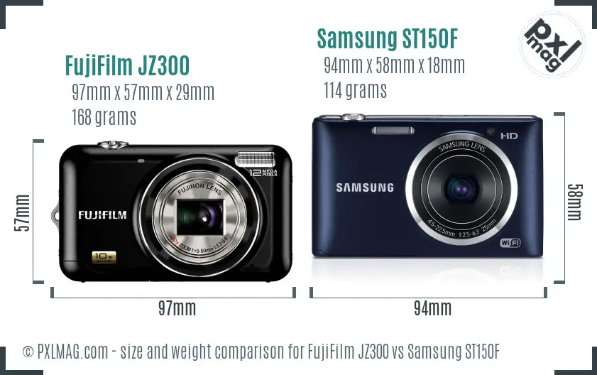 FujiFilm JZ300 vs Samsung ST150F size comparison FujiFilm JZ300 vs Samsung ST150F size comparison