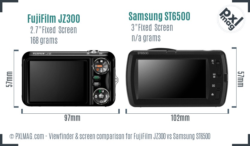 FujiFilm JZ300 vs Samsung ST6500 Screen and Viewfinder comparison