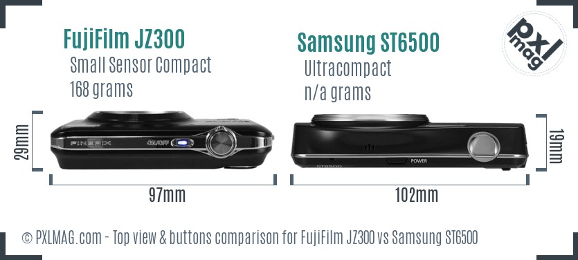 FujiFilm JZ300 vs Samsung ST6500 top view buttons comparison
