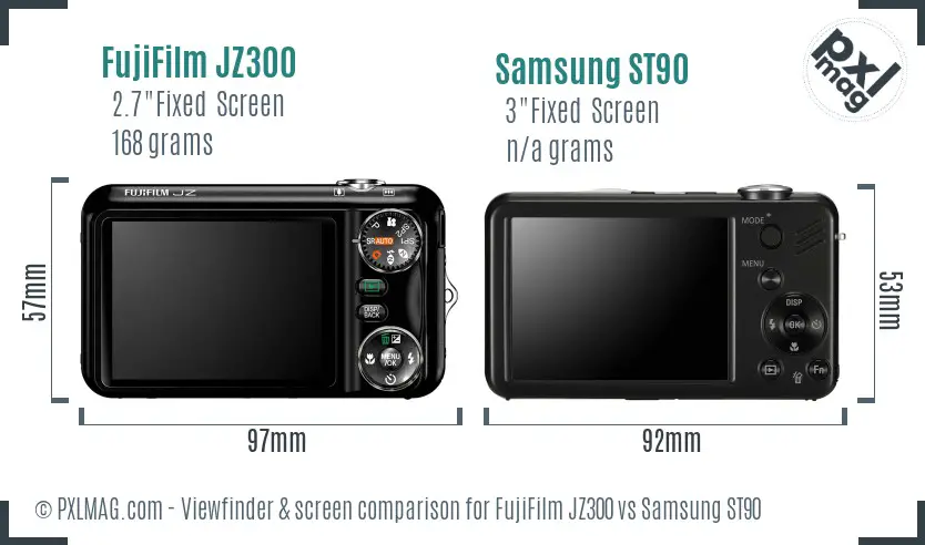 FujiFilm JZ300 vs Samsung ST90 Screen and Viewfinder comparison