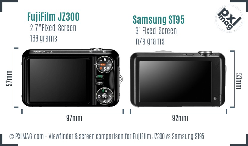 FujiFilm JZ300 vs Samsung ST95 Screen and Viewfinder comparison