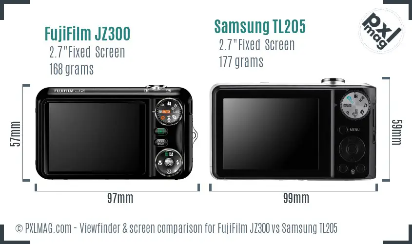 FujiFilm JZ300 vs Samsung TL205 Screen and Viewfinder comparison