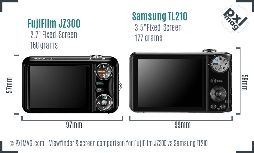 FujiFilm JZ300 vs Samsung TL210 Screen and Viewfinder comparison