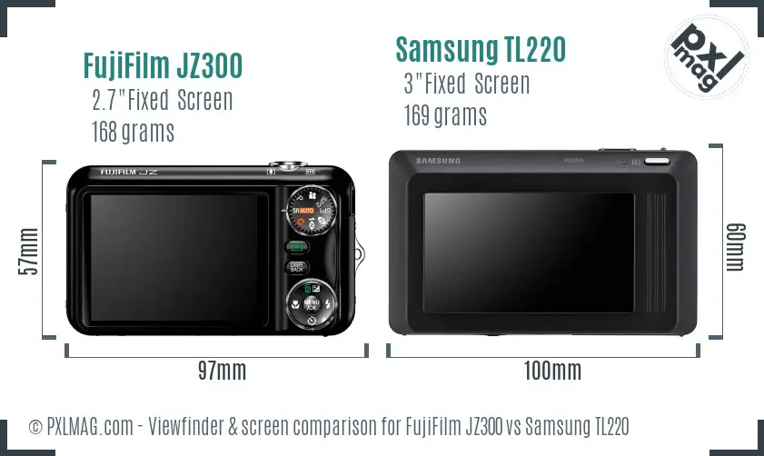 FujiFilm JZ300 vs Samsung TL220 Screen and Viewfinder comparison