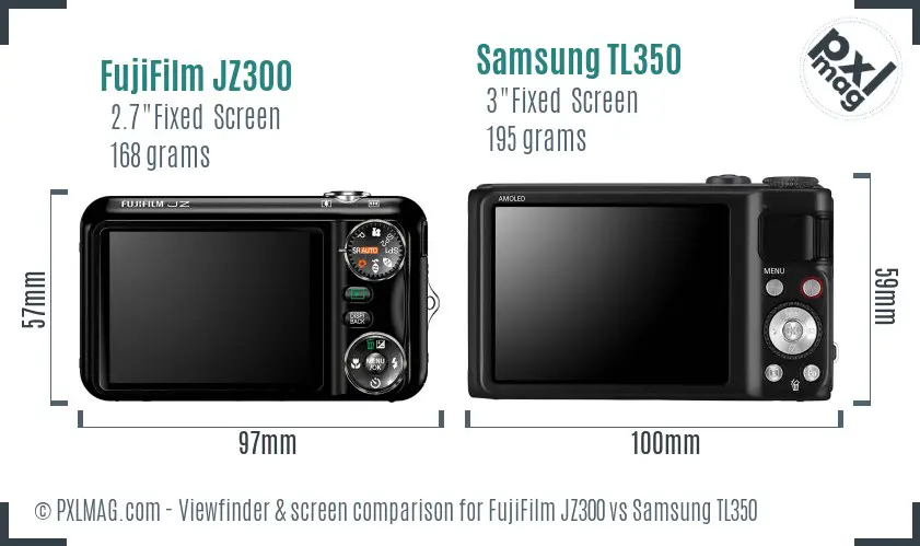 FujiFilm JZ300 vs Samsung TL350 Screen and Viewfinder comparison