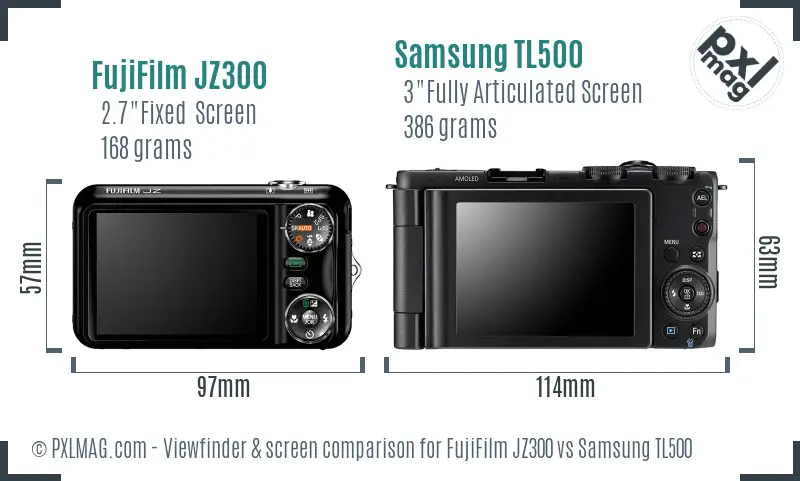 FujiFilm JZ300 vs Samsung TL500 Screen and Viewfinder comparison
