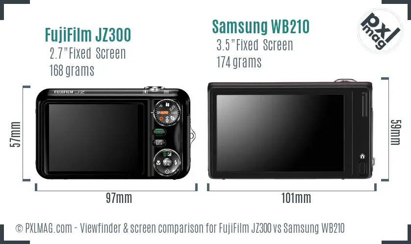 FujiFilm JZ300 vs Samsung WB210 Screen and Viewfinder comparison