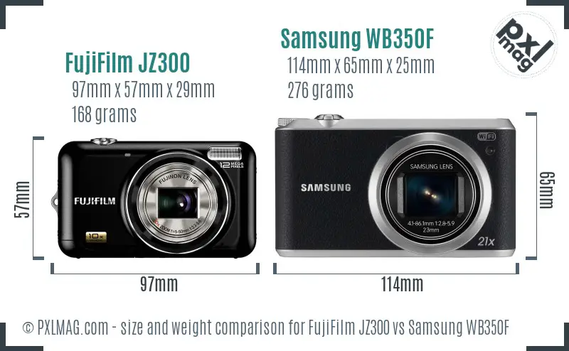 FujiFilm JZ300 vs Samsung WB350F size comparison