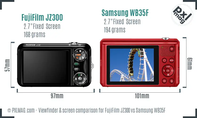 FujiFilm JZ300 vs Samsung WB35F Screen and Viewfinder comparison